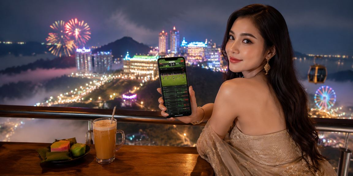 Pemain mengakses kasino langsung scr888 melalui telefon di kawasan peranginan Genting Highlands